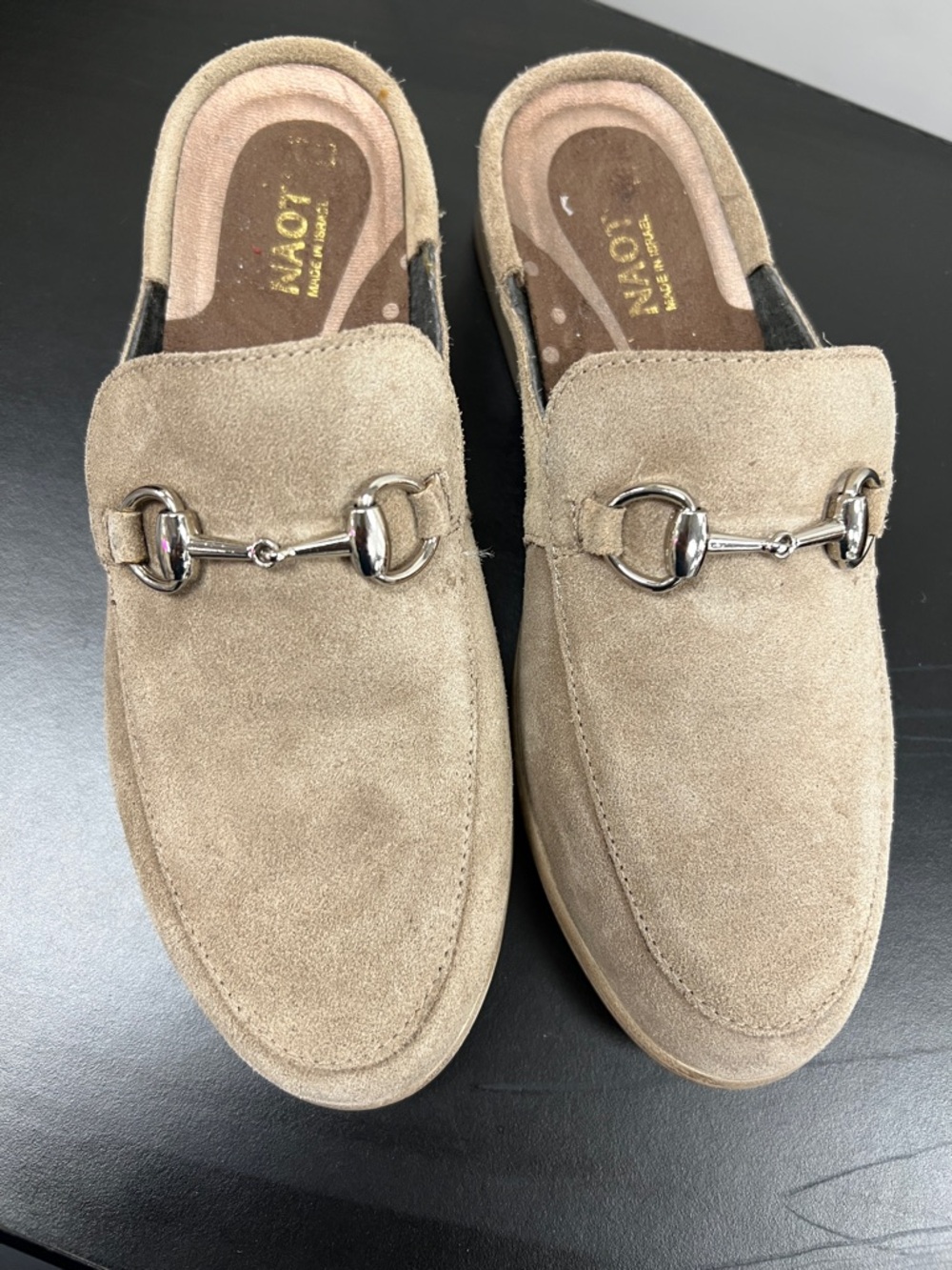 NOAT Suede Mule Loafers Size 6 Beige Horsebit Comfort Slip On Shoes, Size 6